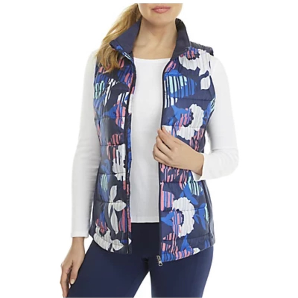 ZELOS Down Vest with Ribbed Knit Side Size Small